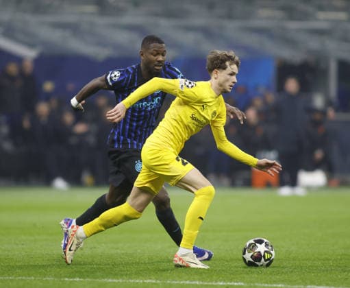 Hakon Evjen of FK Bodo Glimt during the Uefa Champions League, second leg play-off, season 2025-2026, football match between, FC Internazionale Milano v Fotballklubben Bodo Glimt on 24 February 2026 at â?? Giuseppe Meazza Stadium, San Siro, Milan, Italy Photo Nderim Kaceli  Copyright: xNderimxKaceli IPAxSportx xipa-agency.netx xx IPA_71979278 IPA_Agency_IPA71979278