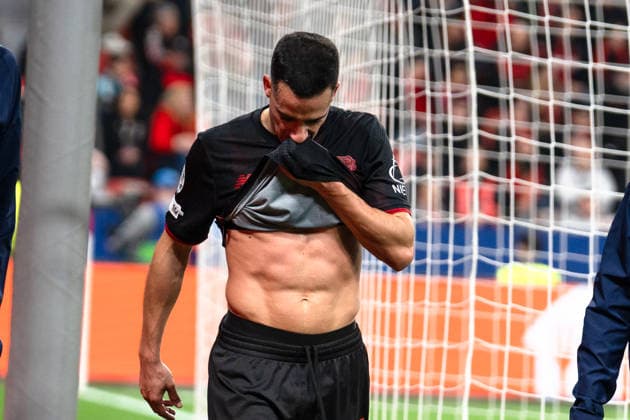 UEFA Champions League 2025 2026 Bayer 04 Leverkusen vs Olympiakos Piraeus, Play Offs second leg, Tuesday, 23 02 2026 BayArena Nordrhein Westfalen, Germany Lucas Vazquez 21 Injury out injured Copyright: xCelinaxLeiersx