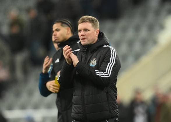 Eddie Howe manager of Newcastle United applauds the fans after full time Newcastle United v Qarabag, UEFA Champions League, Knockout Round Play-Offs, Second Leg, Football, St James Park, Newcastle, UK - 24 Feb 2026Newcastle St James Park Azerbaijan EDITORIAL USE ONLY No use with unauthorised audio, video, data, fixture lists, club league logos or live services. Online in-match use limited to 120 images, no video emulation. No use in betting, games or single club league player publications. Copyright: xRichardxLee Shutterstockx 16693044bm