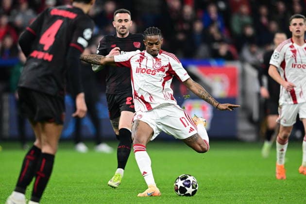 UEFA Champions League - Bayer 04 Leverkusen vs Olympiacos FC - AndrÃ Luiz of Olympiacos FC in action during the UEFA Champions League Play-Offs 2nd leg soccer match between Bayer 04 Leverkusen and Olympiacos FC in BayArena, Leverkusen, Germany, on 24 February 2026. IMAGO ONE INCH PRODUCTIONS LEVERKUSEN GERMANY Copyright: xONExINCHxPRODUCTIONSx 6868664