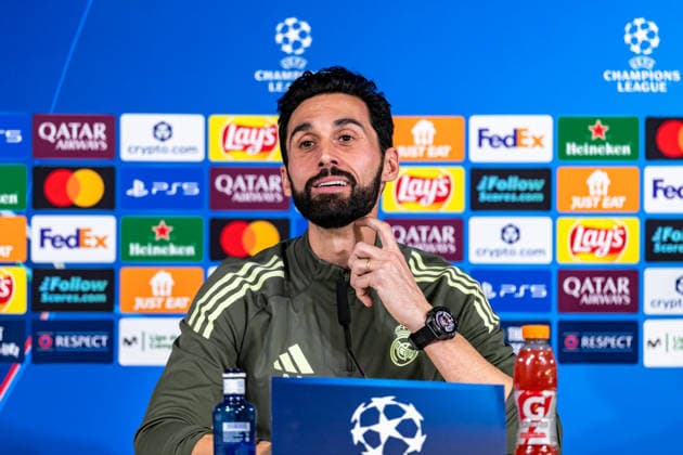FBL Uefa Champions League 2025 26 Real Madrid SL Benfica, Press conference Head Coach Álvaro Arbeloa of Real Madrid speaks to journalists Copyright: HMBxMedia CarlosxSilva
