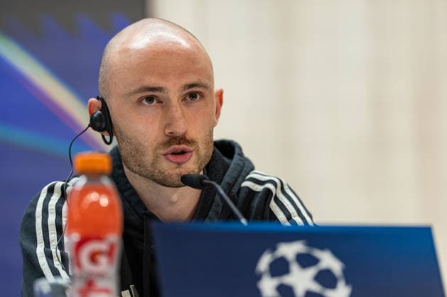 FBL Uefa Champions League 2025 26 Real Madrid SL Benfica, Press conference Fredrik Aursnes of Benfica speaks to journalists Copyright: HMBxMedia CarlosxSilva