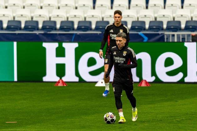 FBL Uefa Champions League 2025 26 Real Madrid SL Benfica, Gianluca Prestianni of Benfica training Copyright: HMBxMedia CarlosxSilva
