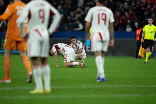UEFA Champions League Bayer 04 Leverkusen vs Olympiacos all player of Olympiacos after the UEFA Champions League match at BayArena. 2025 Taisei Films. All rights reserved. Copyright: xTaiseixIwamotox