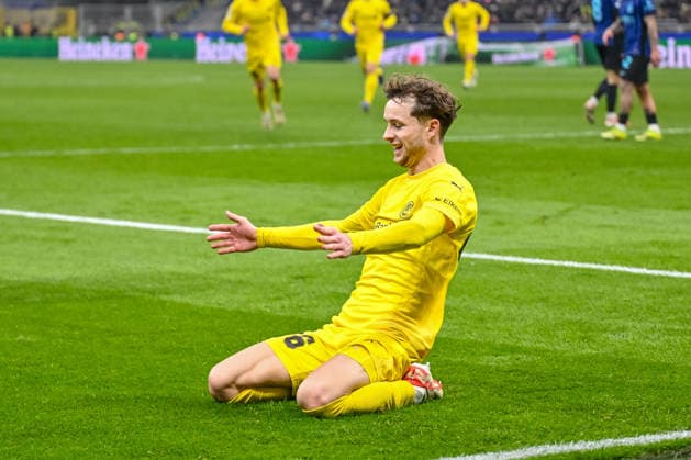 Hakon Evjen FK Bodo Glimt celebrates after scoring his team s second goal during the UEFA Champions League 2025 26 League Knockout Play off Second Leg match between FC Internazionale Milano and FK Bodo Glimt at Stadio San Siro on February 24, 2026 in Milan, Italy Photo by Harry Langer DeFodi Images