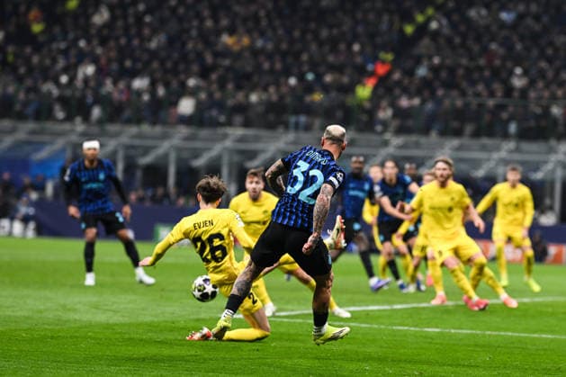 Federico Dimarco of FC Inter in action during the UEFA Champions League 2025 2026 Knockout Play-off Second Leg between Inter FC Internazionale and FK Bodo Glimt, 24 of February 2026, at Giuseppe Meazza San Siro Siro stadium in Milan, Italy  Copyright: xTizianoxBallabio IPAxSportx xipa-agency.netx xx IPA_71982558 IPA_Agency_IPA71982558