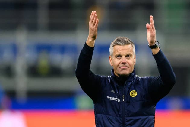 260224 Head coach Kjetil Knutsen of Bodo Glimt celebrates after the UEFA Champions League football match between Inter and Bodo Glimt on February 24, 2026 in Milan Photo Marius Simensen BILDBYRAN COP 238 MM0057 bbeng football fotball fotboll soccer uefa champions league mesterligaen bodo glimt inter fc internazionale milano jubel  Copyright: MARIUSxSIMENSEN BB260224BB601