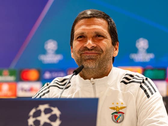 FBL Uefa Champions League 2025 26 Real Madrid SL Benfica, Press conference Head Assistant Coach João Tralhão of SL Benfica speaks to journalists Copyright: HMBxMedia CarlosxSilva