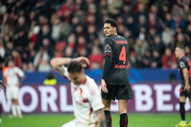 UEFA Champions League Bayer 04 Leverkusen vs Olympiacos Quansah of Bayer 04 Leverkusen during the UEFA Champions League match against Olympiacos at BayArena. 2025 Taisei Films. All rights reserved. Copyright: xTaiseixIwamotox