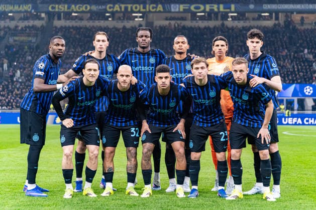 Yann Sommer, Yann Bisseck, Manuel Akanji, Alessandro Bastonim Federico Dimarco, Davide Frattesi, Nicolo Barella, Opotr Zielinski, Luis Henrique, Pio Esposito and Marcus Thuram seen during UEFA Champions League knock out game between teams of Internazionale Milano and Bodo Glimt (Kazimierz Koper Ball Raw Images) Milan Stadio Giuseppe Meazza Italy Copyright: xKazimierzxKoperx Kazimierzkoperinterbodo2526-61