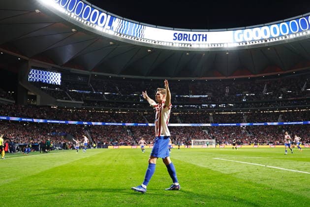 Alexander Sorloth (Atletico), FEBRUARY 24, 2026 - Football Soccer : Sorloth celebrate after his goal during UEFA Champions League KO play-offs 2nd leg match between Club Atletico de Madrid - Club Brugge KV at the Estadio Metropolitano in Madrid, Spain. Noxthirdxpartyxsales  aflo_321164651