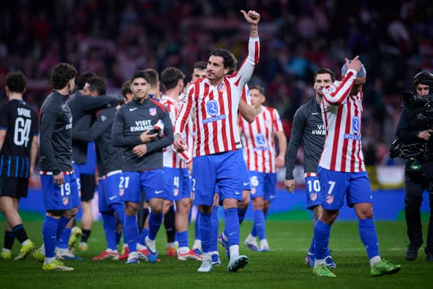 ATLETICO DE MADRID v CLUB BRUGGE KV. CHAMPIONS LEAGUE 2025 2026. ROUND KO PLAY-OFFS 2ND LEG MATCH. Atletico de Madrid s Jose Maria Gimenez celebrates the victory in Champions League 2025 2026, KO play-offs 2nd leg match. February 24 ,2026. (ALTERPHOTOS Jorge Ropero) MadridSpain  Copyright: xJorgexRoperox