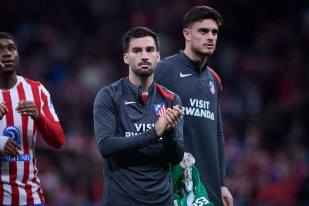 ATLETICO DE MADRID v CLUB BRUGGE KV. CHAMPIONS LEAGUE 2025 2026. ROUND KO PLAY-OFFS 2ND LEG MATCH. Atletico de Madrid s Alex Baena and Salvador Esquivel celebrate the victory in Champions League 2025 2026, KO play-offs 2nd leg match. February 24 ,2026. (ALTERPHOTOS Jorge Ropero) MadridSpain  Copyright: xJorgexRoperox