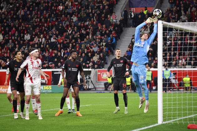 v l Jarell Quansah Bayer Leverkusen, 04 , Lorenzo Pirola Olympiakos Piraeus 05 , Edmond Tapsoba Bayer Leverkusen, 12 , Patrick Schick Bayer Leverkusen, 14 , Konstantinos Tzolakis Olympiakos Piraeus 88 GER, Bayer 04 Leverkusen vs Olympiakos Piraeus, Football, Champions League, Play offs, Second leg, 2025 2026 season, 24 02 2026 GER, Bayer 04 Leverkusen vs Olympiakos Piraeus, Football, Champions League, Play offs, Second leg, 2025 2026 season, 24 02 2026 Leverkusen Copyright: xEibner-Pressefotox xThomasxStoecx EP_TSR