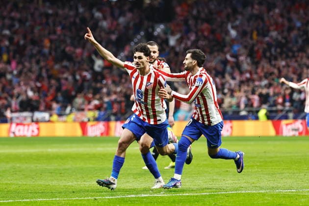 Johnny Cardoso (Atletico), FEBRUARY 24, 2026 - Football Soccer : Cardoso celebrate with team players after his goal during UEFA Champions League KO play-offs 2nd leg match between Club Atletico de Madrid - Club Brugge KV at the Estadio Metropolitano in Madrid, Spain. Noxthirdxpartyxsales  aflo_321164597