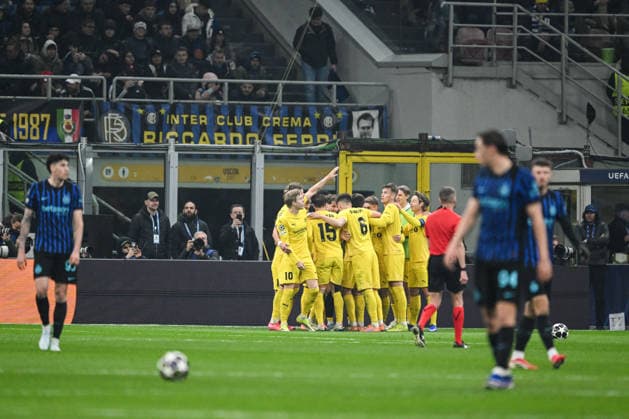 CALCIO - UEFA Champions League - Inter - FC Internazionale vs FK Bodo Glimt HAKON EVJEN of FK Bodo Glimt celebrating after a goal during the UEFA Champions League 2025 2026 Knockout Play-off Second Leg between Inter FC Internazionale and FK Bodo Glimt, 24 of February 2026, at Giuseppe Meazza San Siro Siro stadium in Milan, Italy Milan Italy  Copyright: xIPAxSport ABACAx
