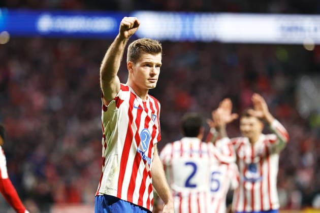 Alexander Sorloth (Atletico), FEBRUARY 24, 2026 - Football Soccer : Sorloth celebrate after his goal during UEFA Champions League KO play-offs 2nd leg match between Club Atletico de Madrid - Club Brugge KV at the Estadio Metropolitano in Madrid, Spain. Noxthirdxpartyxsales  aflo_321164712