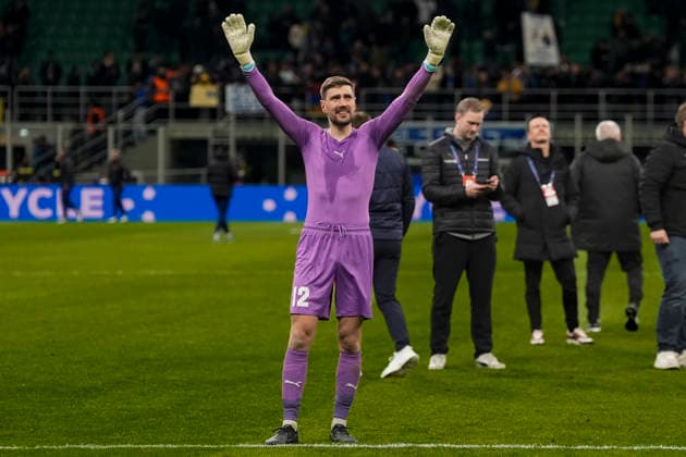 Champions League Inter Milan Bodo Glimt Milan, Italy 20260224 Bodo Glimts Nikita Haikin celebrates after the Champions League football match between Inter Milan and Bodo Glimt at Stadio San Siro Photo Terje Pedersen NTB Milano Italy EDITORIAL USE ONLY RESTRICTED USE FOR BETTING COMPANIES  Copyright: xTerjexPedersenx xNTBx