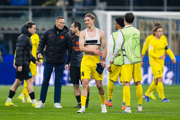 260224 Ulrik Saltnes of Bodo Glimt after the UEFA Champions League football match between Inter and Bodo Glimt on February 24, 2026 in Milan Photo Marius Simensen BILDBYRAN COP 238 MM0057 bbeng bodo glimt fc internazionale milano football fotball fotboll inter mesterligaen soccer uefa champions league  Copyright: MARIUSxSIMENSEN BB260224BB656