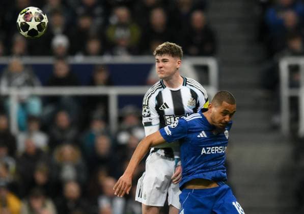 Alex Murphy of Newcastle United (left) Newcastle United v Qarabag, UEFA Champions League, Knockout Round Play-Offs, Second Leg, Football, St James Park, Newcastle, UK - 24 Feb 2026Newcastle St James Park Azerbaijan EDITORIAL USE ONLY No use with unauthorised audio, video, data, fixture lists, club league logos or live services. Online in-match use limited to 120 images, no video emulation. No use in betting, games or single club league player publications. Copyright: xRichardxLee Shutterstockx 16693044de
