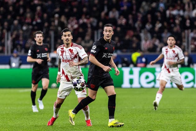 UEFA Champions League Bayer 04 Leverkusen Olympiacos FC 24 02 2026 Lucas Vazquez Bayer 04 Leverkusen, 21 UEFA Champions League Bayer 04 Leverkusen Olympiacos FC BayArena, Leverkusen 24 02 2026 Copyright: xBEAUTIFULxSPORTS Buriakovx