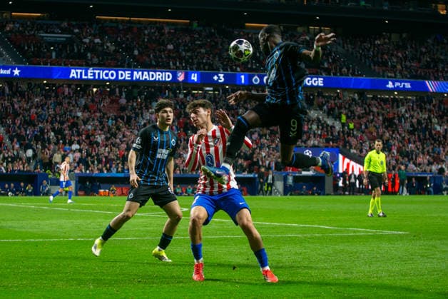Atlético de Madrid Vs Club Brugge in Madrid - 24 Feb 2026 Carlos Forbs (9) of Club Brugge seen in action during the UEFA Champions League match between Atlético de Madrid and Club Brugge at the Metropolitano Stadium. Final score: Atlético de Madrid 4 - 1 Club Brugge Madrid Spain Copyright: xDavidxCanalesx xSOPAxImagesx DCUCLATMBrujas260224-212