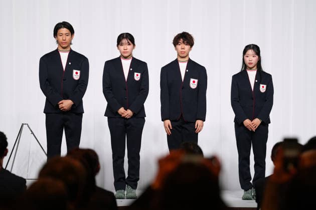 (L-R) Ikuma Horishima, Hana Noake, Shun Sato, Ami Nakai (JPN), FEBRUARY 25, 2026 : Milano Cortina 2026 Olympic Winter games, Winterspiele,Spiele, Summer games Japan Delegation disbandment ceremony in Tokyo, Japan. Noxthirdxpartyxsales  aflo_321190502