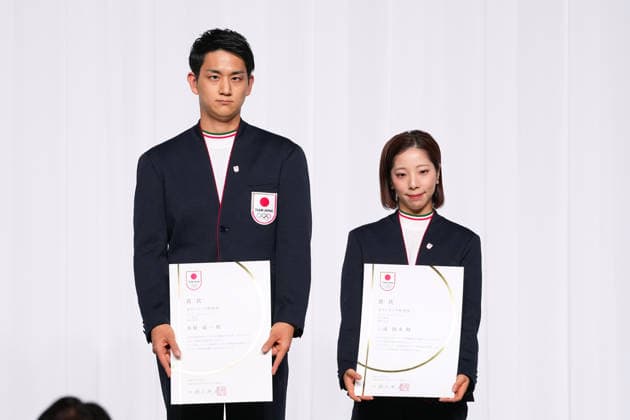 (L-R) Ryuichi Kihara, Riku Miura (JPN), FEBRUARY 25, 2026 : Milano Cortina 2026 Olympic Winter games, Winterspiele,Spiele, Summer games Japan Delegation disbandment ceremony in Tokyo, Japan. Noxthirdxpartyxsales  aflo_321190497