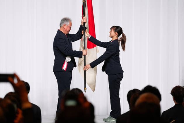 (L-R) Hidehito Ito, Kaori Sakamoto (JPN), FEBRUARY 25, 2026 : Milano Cortina 2026 Olympic Winter games, Winterspiele,Spiele, Summer games Japan Delegation disbandment ceremony in Tokyo, Japan. Noxthirdxpartyxsales  aflo_321190516