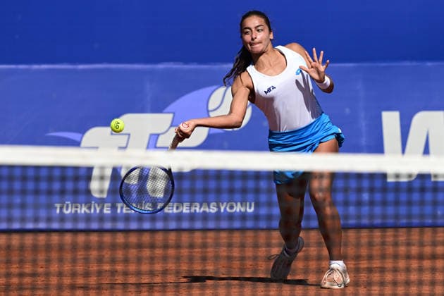 WTA, Tennis Damen 125 Tournaments ANTALYA, TURKIYE - FEBRUARY 24: Turkiye’s Ada Kumru competes during the opening week matches of the Women’s Tennis Association (WTA) 125 tournament series, organized in cooperation with the Women’s Tennis Association, the Turkish Tennis Federation and Megasaray Tennis Academy, at the Megasaray Tennis Academy in Antalya, Turkiye, on February 24, 2026. Orhan Cicek Anadolu Antalya Turkey. Editorial use only. Please get in touch for any other usage.  Copyright: x2026xAnadoluxOrhanxCicekx