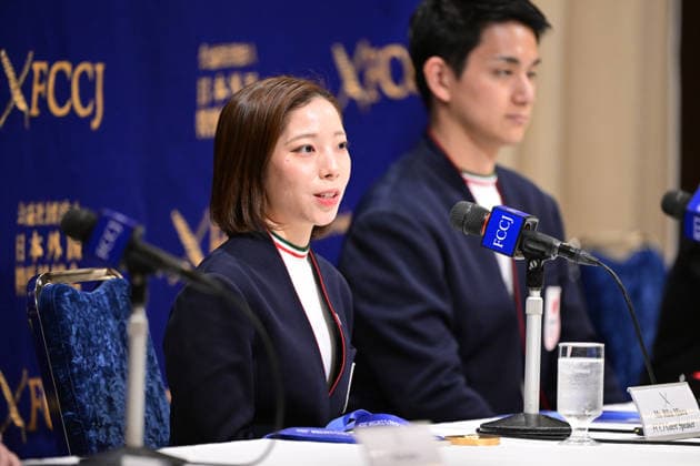 Riku Miura (JPN), FEBRUARY 25, 2026 - Figure skating, Eiskunstlauf : Japan s Riku Miura and Ryuichi Kihara, the gold medalists in pairs figure skating at the Milano Cortina Winter Olympics, attend press conference, PK, Pressekonferenz at the Foreign Correspondents Club of Japan in Tokyo, Japan. Noxthirdxpartyxsales  aflo_321211981