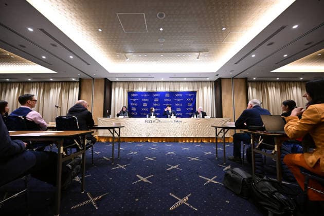 General view, FEBRUARY 25, 2026 - Figure skating, Eiskunstlauf : Japan s Riku Miura and Ryuichi Kihara, the gold medalists in pairs figure skating at the Milano Cortina Winter Olympics, attend press conference, PK, Pressekonferenz at the Foreign Correspondents Club of Japan in Tokyo, Japan. Noxthirdxpartyxsales  aflo_321211993