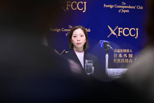 Riku Miura (JPN), FEBRUARY 25, 2026 - Figure skating, Eiskunstlauf : Japan s Riku Miura and Ryuichi Kihara, the gold medalists in pairs figure skating at the Milano Cortina Winter Olympics, attend press conference, PK, Pressekonferenz at the Foreign Correspondents Club of Japan in Tokyo, Japan. Noxthirdxpartyxsales  aflo_321212007