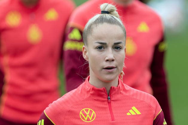 Training German national womens soccer team Giulia Gwinn FC Bayern Munich Training of the womens national team before the World Cup qualifiers against Slovenia and Norway on February 25, 2026 in Frankfurt am Main, Frankfurt am Main Hesse Germany DFB Campus