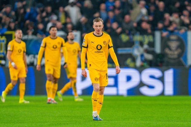 25 02 2026, Atalanta Bergamo vs Borussia Dortmund, UEFA Champions League, Playoffs second leg Goal for 1 0 by Gianluca Scamacca Atalanta Bergamo Maximilian Beier Borussia Dortmund, 14 Regulations prohibit any use of photographs as image sequences and or quasi video Copyright: xBahhoxKarax