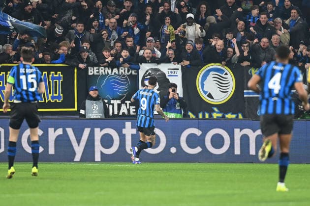 Gianluca Scamacca (Atalanta BC) celebrating during Atalanta BC vs Borussia Dortmund, UEFA Champions League football match in Bergamo, Italy, February 25 2026  Copyright: xGianlucaxRicci IPAxSportx xipa-agency.netx xx IPA_72019292 IPA_Agency_IPA72019292