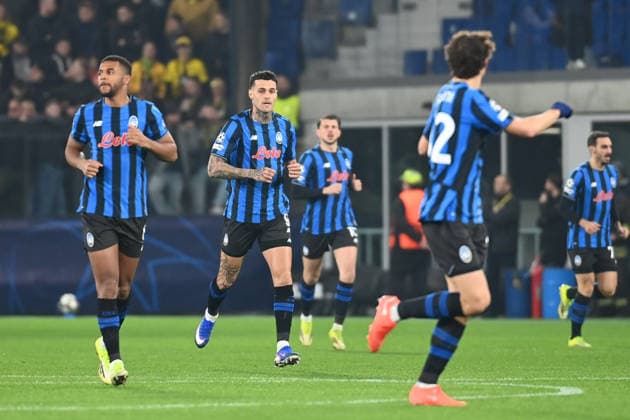 Gianluca Scamacca (Atalanta BC) celebrating during Atalanta BC vs Borussia Dortmund, UEFA Champions League football match in Bergamo, Italy, February 25 2026  Copyright: xGianlucaxRicci IPAxSportx xipa-agency.netx xx IPA_72019299 IPA_Agency_IPA72019299