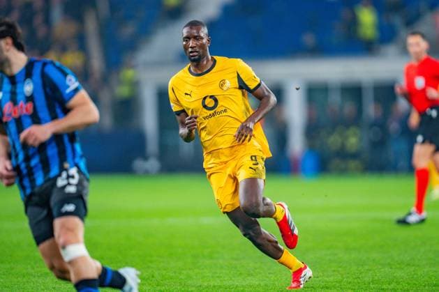 25 02 2026, Atalanta Bergamo vs Borussia Dortmund, UEFA Champions League, Playoffs second leg Serhou Guirassy Borussia Dortmund, 9 Regulations prohibit any use of photographs as image sequences and or quasi video Copyright: xBahhoxKarax
