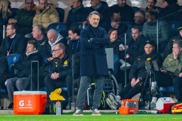 25 02 2026, Atalanta Bergamo vs Borussia Dortmund, UEFA Champions League, Playoffs second leg Niko Kovac Borussia Dortmund, Trainer Regulations prohibit any use of photographs as image sequences and or quasi video Copyright: xBahhoxKarax