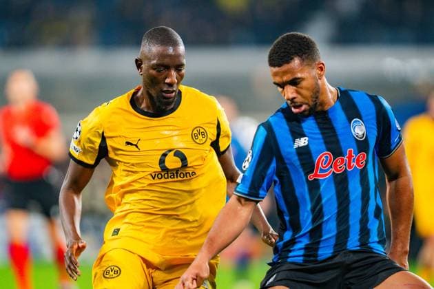 25 02 2026, Atalanta Bergamo vs Borussia Dortmund, UEFA Champions League, Playoffs second leg Serhou Guirassy Borussia Dortmund, 9 Regulations prohibit any use of photographs as image sequences and or quasi video Copyright: xBahhoxKarax