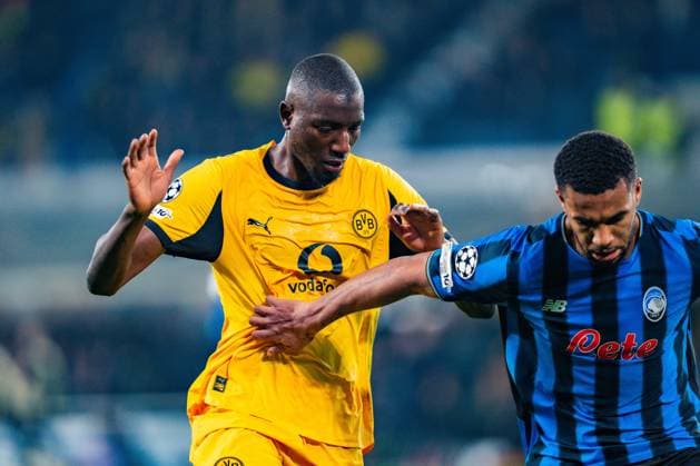 25 02 2026, Atalanta Bergamo vs Borussia Dortmund, UEFA Champions League, Playoffs second leg Serhou Guirassy Borussia Dortmund, 9 Regulations prohibit any use of photographs as image sequences and or quasi video Copyright: xBahhoxKarax