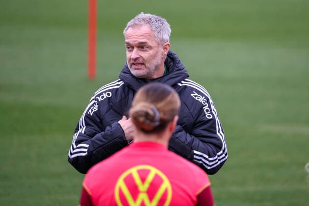 Frankfurt am Main, Germany February 25, 2026 Preparation for the womens World Cup qualifier Germany vs Slovenia Training In the picture national coach Christian Wück Wueck Germany Copyright: HMBxMedia MadeleinexFantini