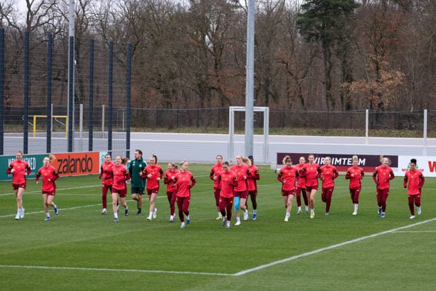 Frankfurt am Main, Germany 25 February 2026 Preparation for the womens World Cup qualifier Germany vs Slovenia Training In the picture The players of the German womens national soccer team during training in Frankfurt Copyright: HMBxMedia MadeleinexFantini