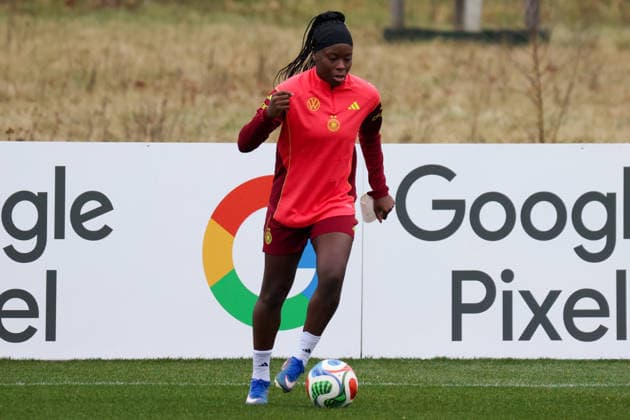 Frankfurt am Main, Germany February 25, 2026 Preparation for the womens World Cup qualifier Germany vs Slovenia Training In the picture Nicole Anyomi Germany Copyright: HMBxMedia MadeleinexFantini