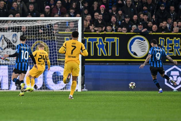 Fp Bergamo 25 02 2026 - Champions League Atalanta-Borussia Dortmund foto Fabrizio Patrucco Image nella foto: gol Gianluca Scamacca 