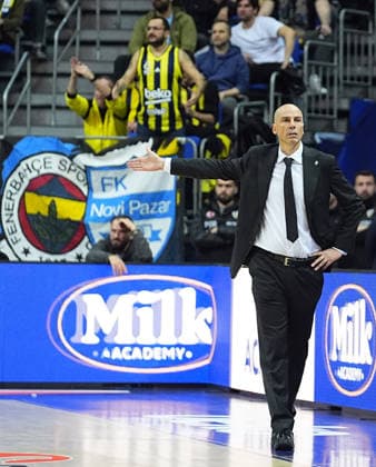 Fenerbahce Beko v Partizan - EuroLeague ISTANBUL, TURKIYE - FEBRUARY 25: Head Coach of Partizan Joan Penarroya is seen during EuroLeague week 29 basketball match between Fenerbahce Beko and Partizan at Ulker Sports and Event Hall in Istanbul, Turkiye on February 25, 2026. Esra Bilgin Anadolu Istanbul Turkey. Editorial use only. Please get in touch for any other usage.  Copyright: x2026xAnadoluxEsraxBilginx