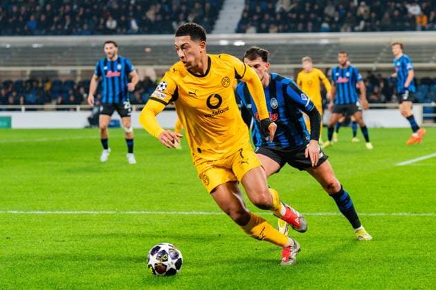 25 02 2026, Atalanta Bergamo vs Borussia Dortmund, UEFA Champions League, Playoffs second leg Jobe Bellingham Borussia Dortmund, 7 Regulations prohibit any use of photographs as image sequences and or quasi video Copyright: xBahhoxKarax