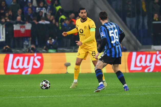 Atalanta BC v Borussia Dortmund - UEFA Champions League 2025 26 League Knockout Play-off Second Leg Emre Can plays during the UEFA Champions League 2025 26 League Knockout Play-off Second Leg match between Atalanta BC and Borussia Dortmund in Bergamo, Italy, on February 25, 2026, at New Balance Arena Bergamo Bergamo Italy  Copyright: xMairoxCinquettix originalFilename:cinquetti-atalanta260225_npCyA.jpg