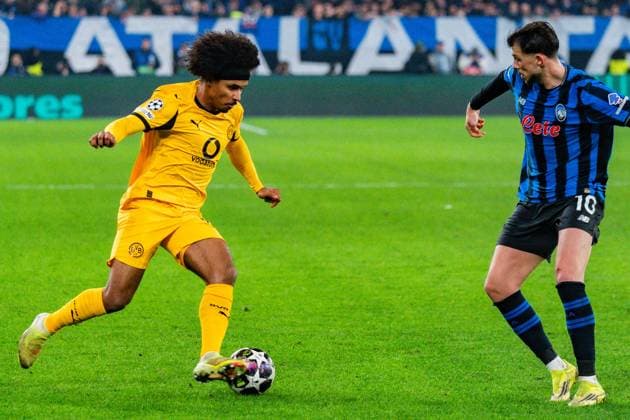 25 02 2026, Atalanta Bergamo vs Borussia Dortmund, UEFA Champions League, Playoffs second leg Karim Adeyemi Borussia Dortmund, 27 Regulations prohibit any use of photographs as image sequences and or quasi video Copyright: xBahhoxKarax