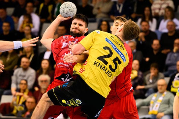 Coburg HBL 25 26 HSC 2000 Coburg SG BBM Bietigheim Juan de la Pena Bietigheim , Jakob Knauer Coburg , Nikola Vlahovic Bietigheim Coburg HUK Coburg Arena Germany
